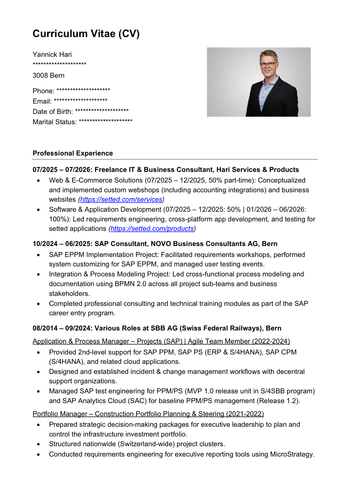 Resume (Curriculum Vitae)